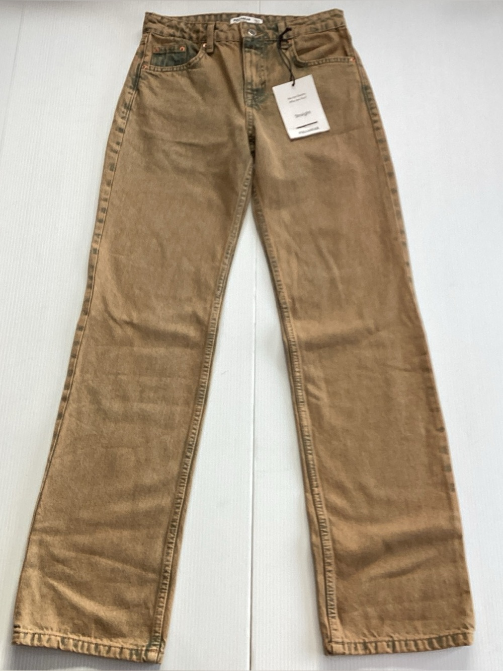 PULL&BEAR Size US 2 EUR 34 Straight Leg Jeans Tan/Khaki High Rise